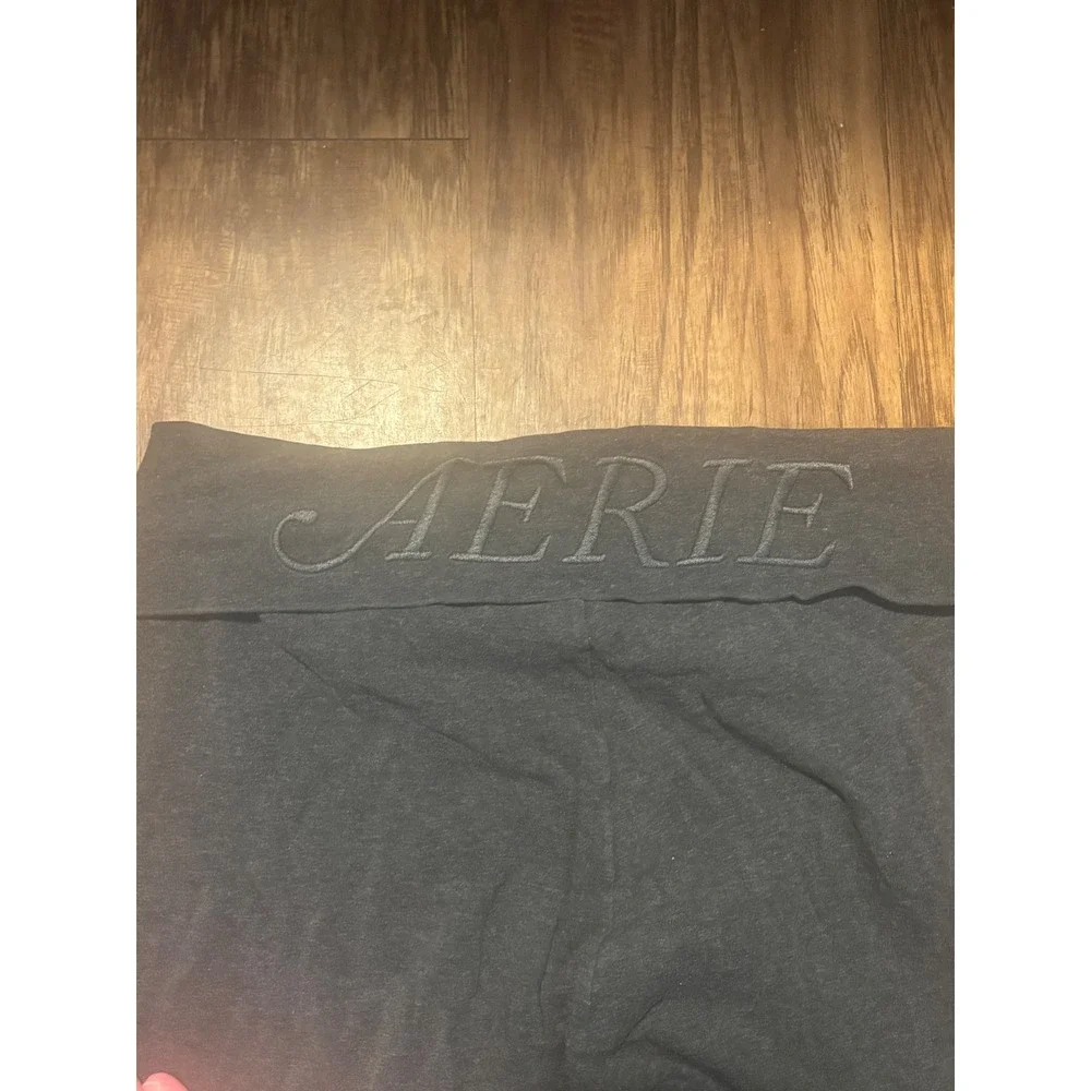 y2k spellout Aerie Foldover Waist Flare Yoga Pants women's Gray Size Medium - Picture 6 of 12